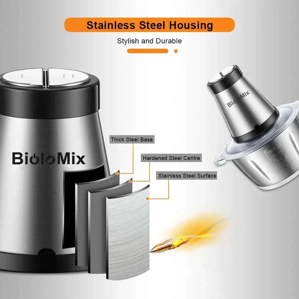 2-Speed 500W Stainless Steel 2L Electric Chopper-Standard Extra Knife / 110 V / United States|US