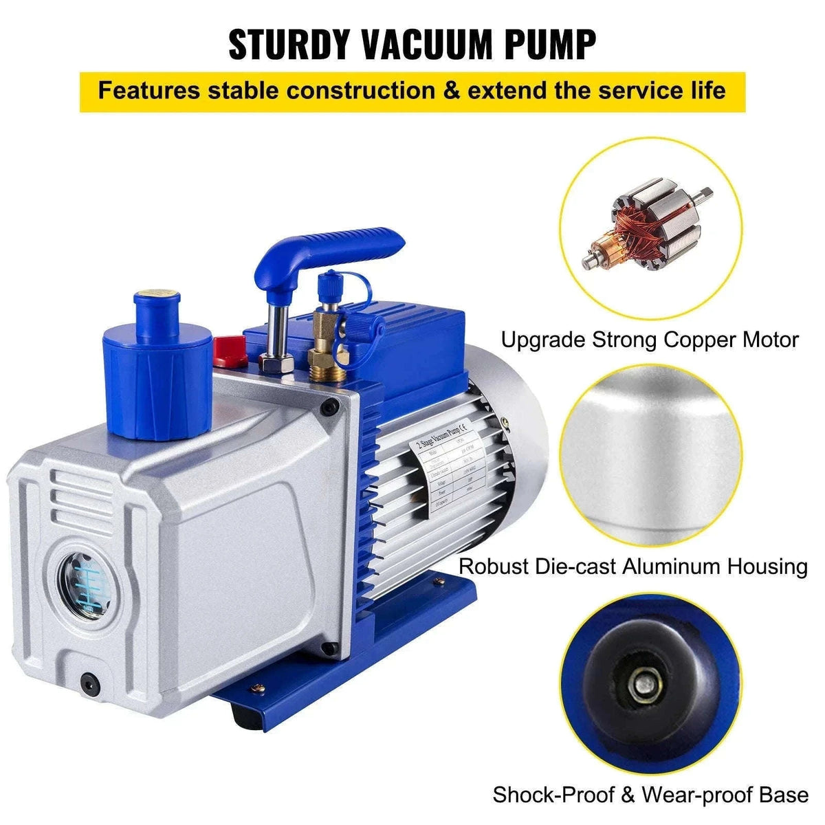 2 Stage Vacuum Pump 10 CFM 1 HP for HVAC and AC Refrigerant-EU / CZECH REPUBLIC