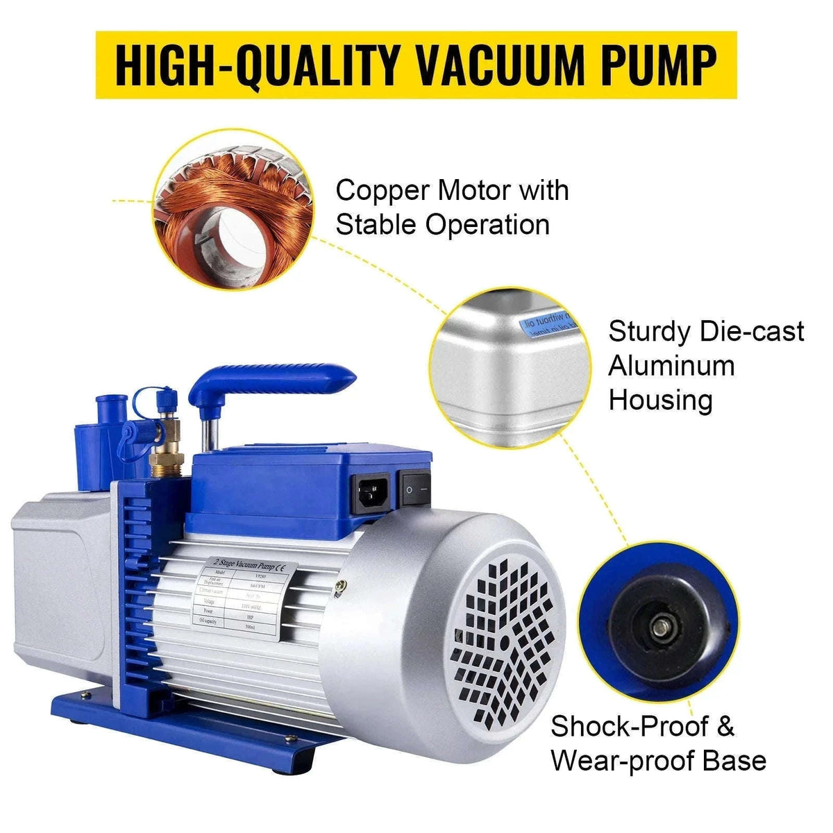 2 Stage Vacuum Pump 10 CFM 1 HP for HVAC and AC Refrigerant-EU / CZECH REPUBLIC