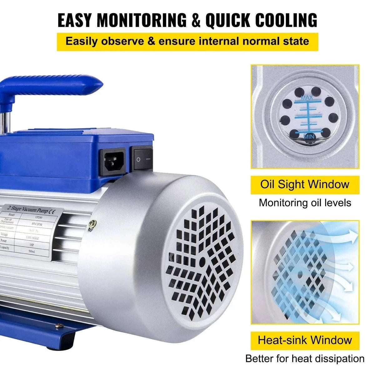 2 Stage Vacuum Pump 10 CFM 1 HP for HVAC and AC Refrigerant-EU / CZECH REPUBLIC