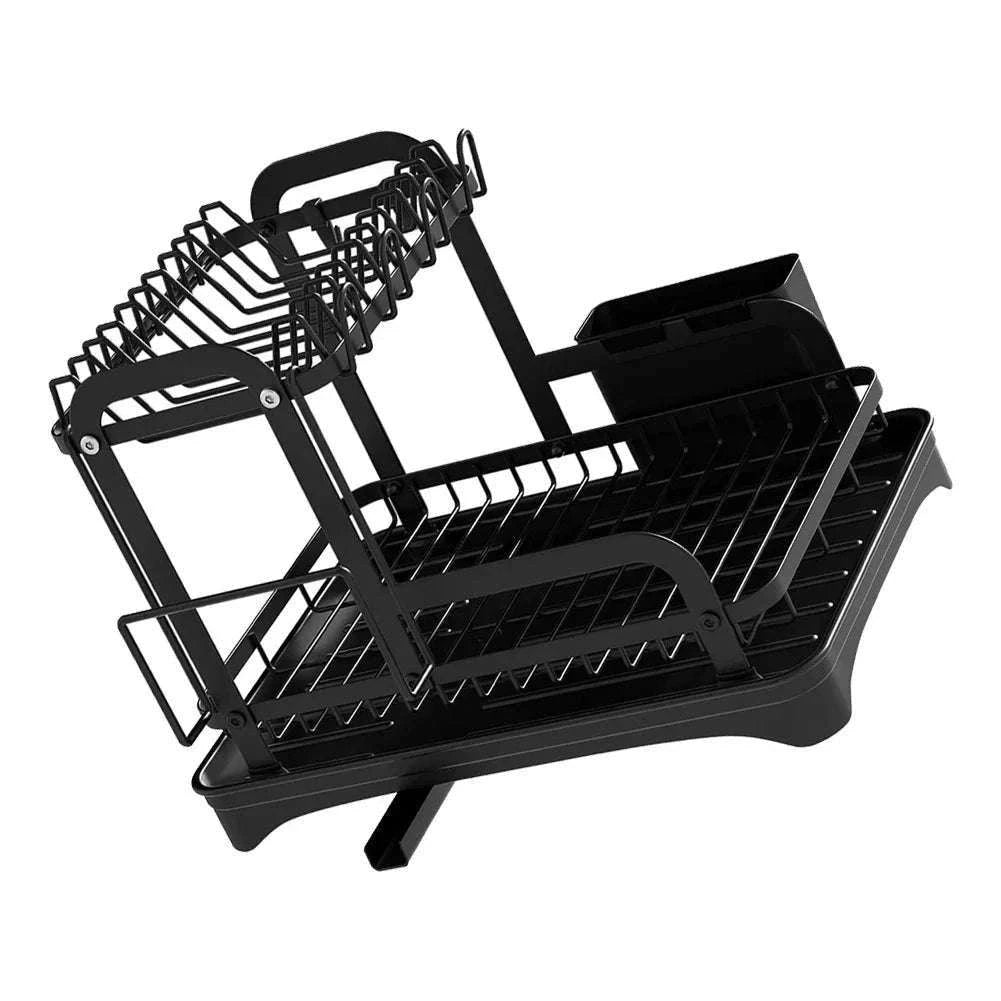 2-Tier Dish Drying Rack with Drainboard and Cutlery Holder-Type C / france / 2-tier