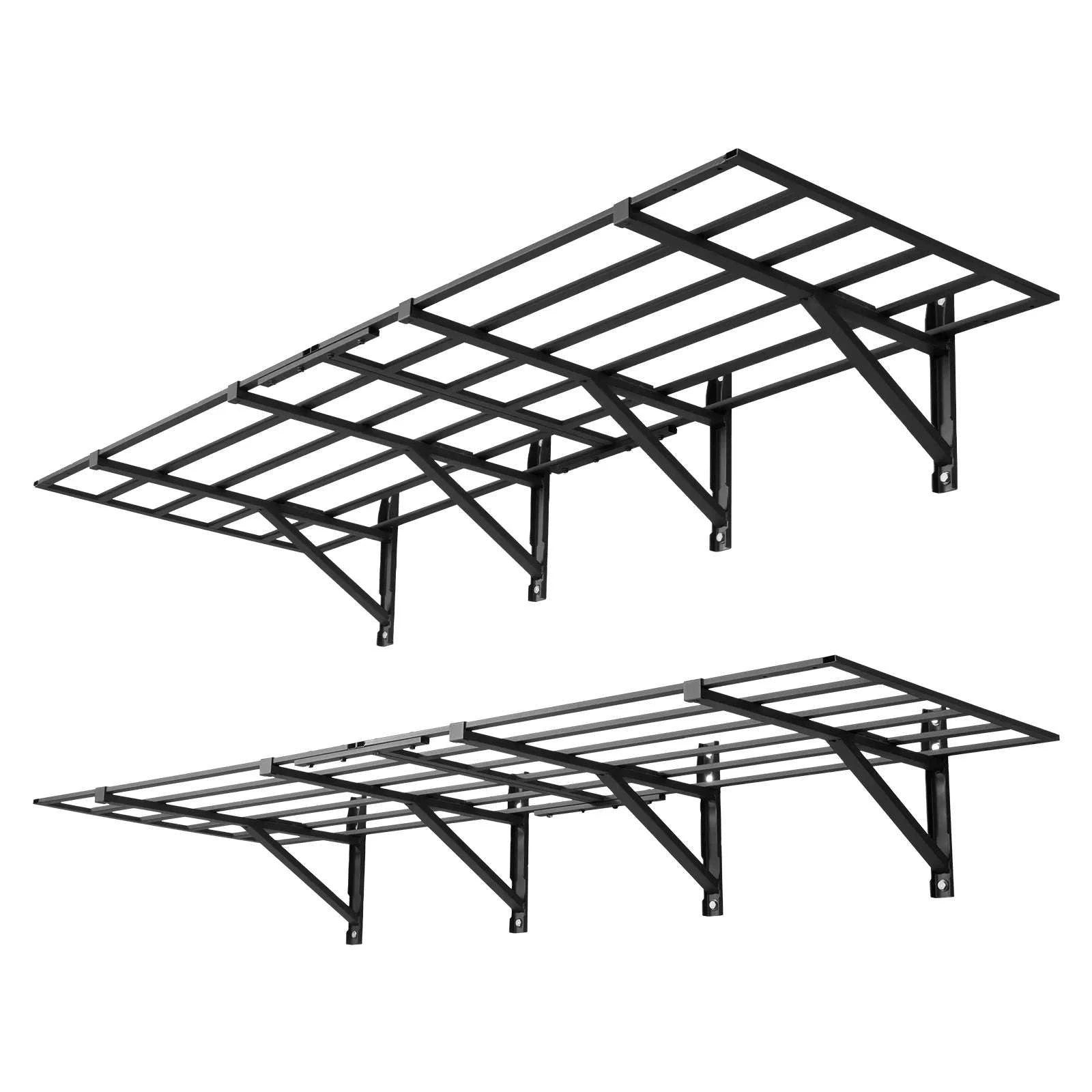 2-Tier Garage Wall Shelving 24x72in Steel Rack 800 lbs Capacity-24x72inch / United States