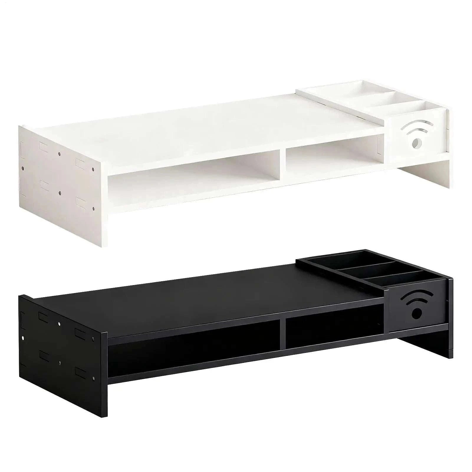 2 Tier Monitor Stand Riser with Storage Shelf 11cm Ergonomic Lift-Black