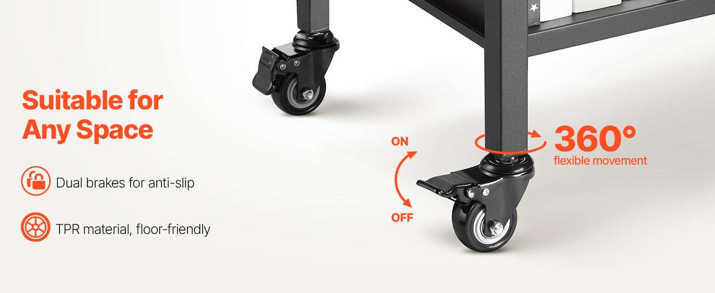 2-Tier Rolling Book Cart with Lockable Wheels, 150 lb Capacity-100lbs / GERMANY