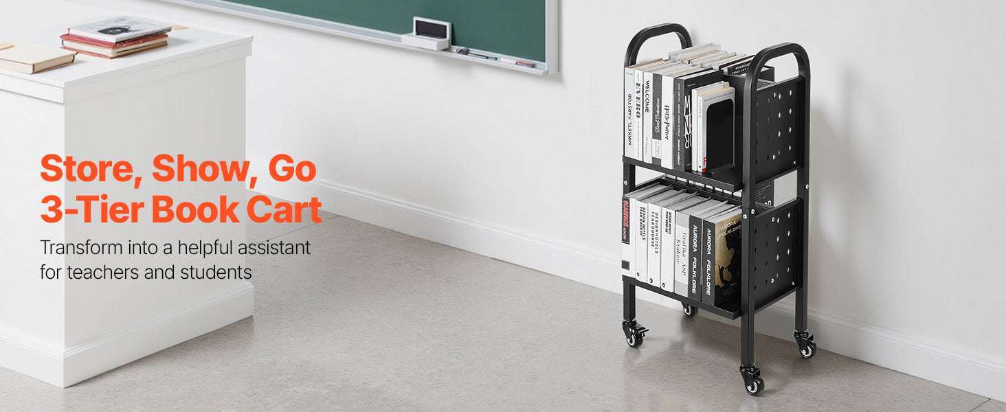 2-Tier Rolling Book Cart with Lockable Wheels, 150 lb Capacity-100lbs / GERMANY