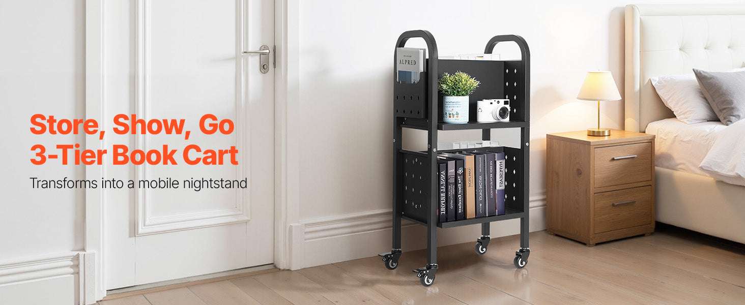 2-Tier Rolling Book Cart with Lockable Wheels, 150 lb Capacity-100lbs / GERMANY
