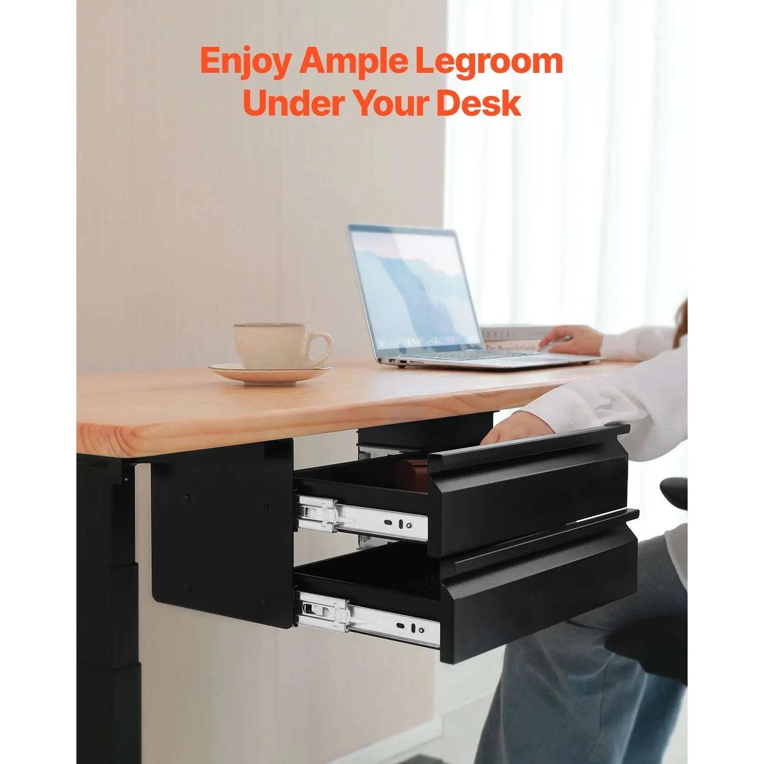 2-Tier Under Desk Drawer Organizer 16" Pull-Out Storage-16in / United States