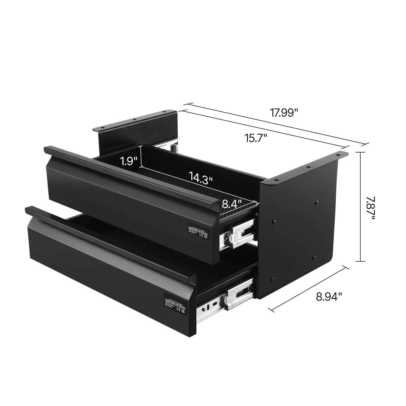 2-Tier Under Desk Drawer Organizer 16" Pull-Out Storage-16in / United States