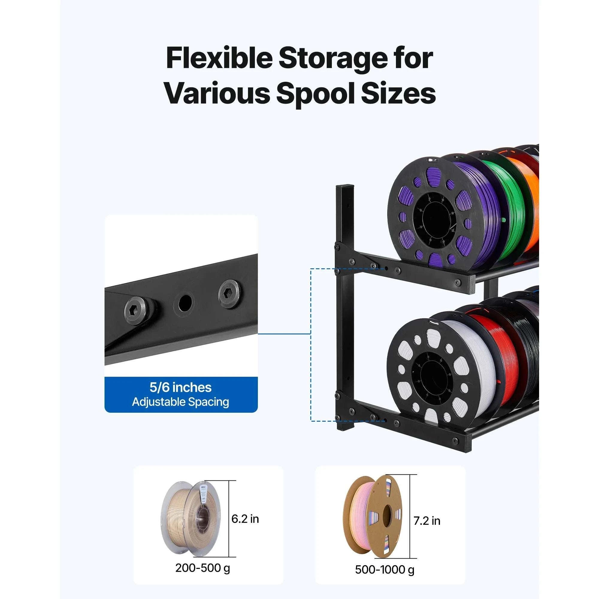 2-Tier Wall Mounted Filament Storage Rack for 3D Printer Spools-2 Tier / United States