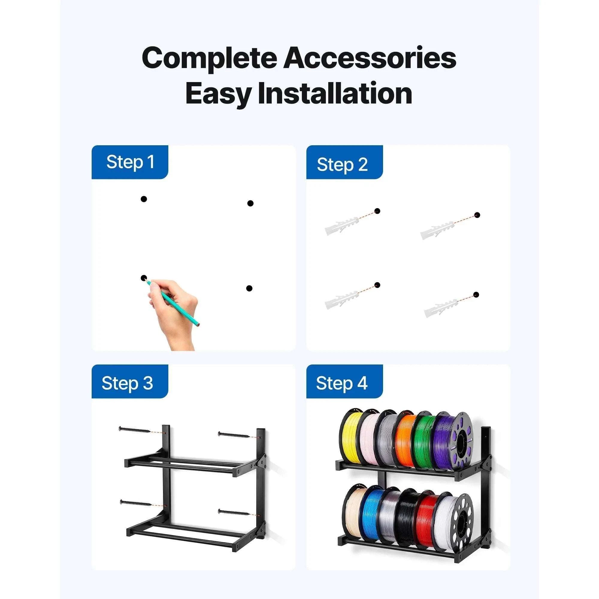 2-Tier Wall Mounted Filament Storage Rack for 3D Printer Spools-2 Tier / United States