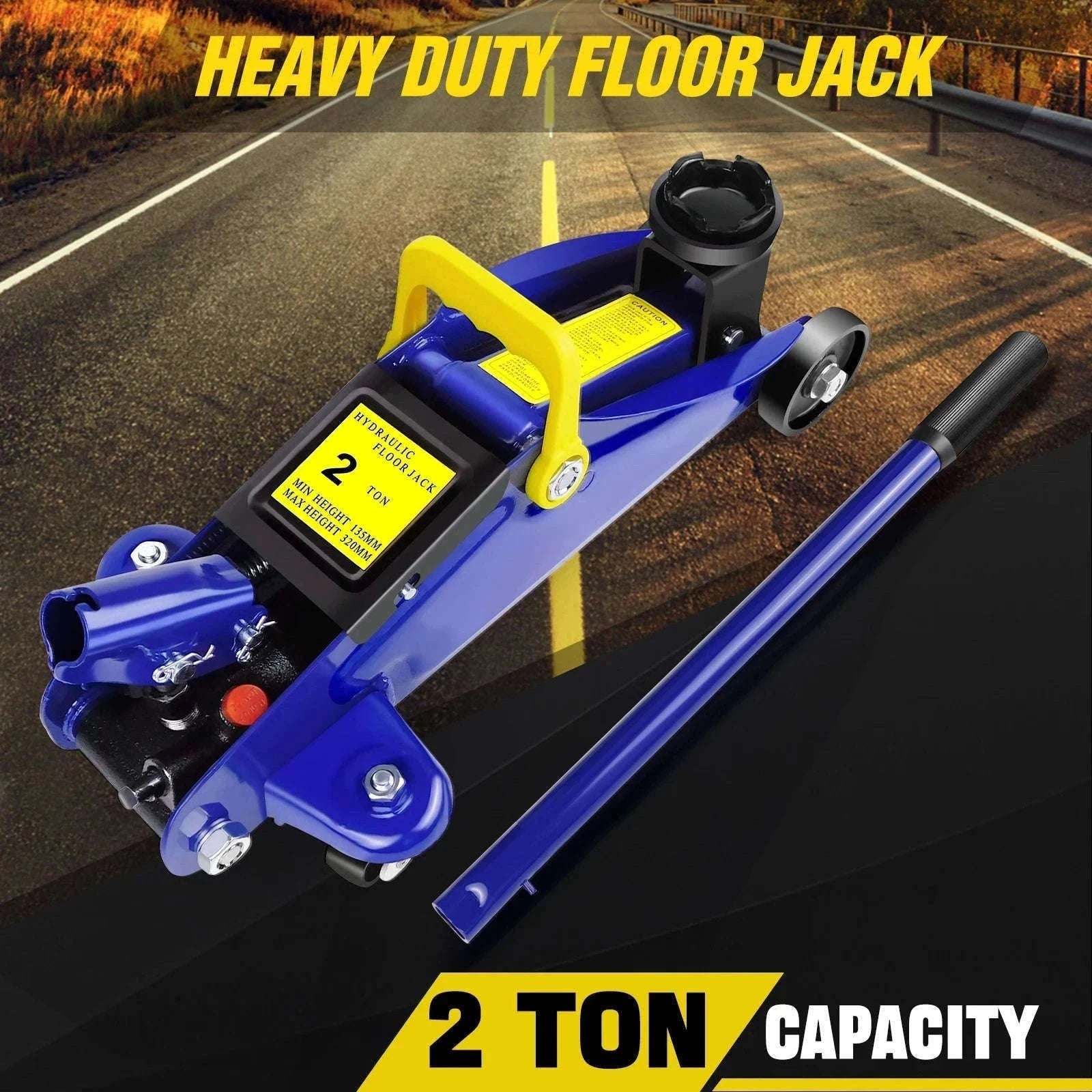 2 Ton Hydraulic Floor Jack & Stand Combo for Garage Repairs-Blue / UNITED KINGDOM