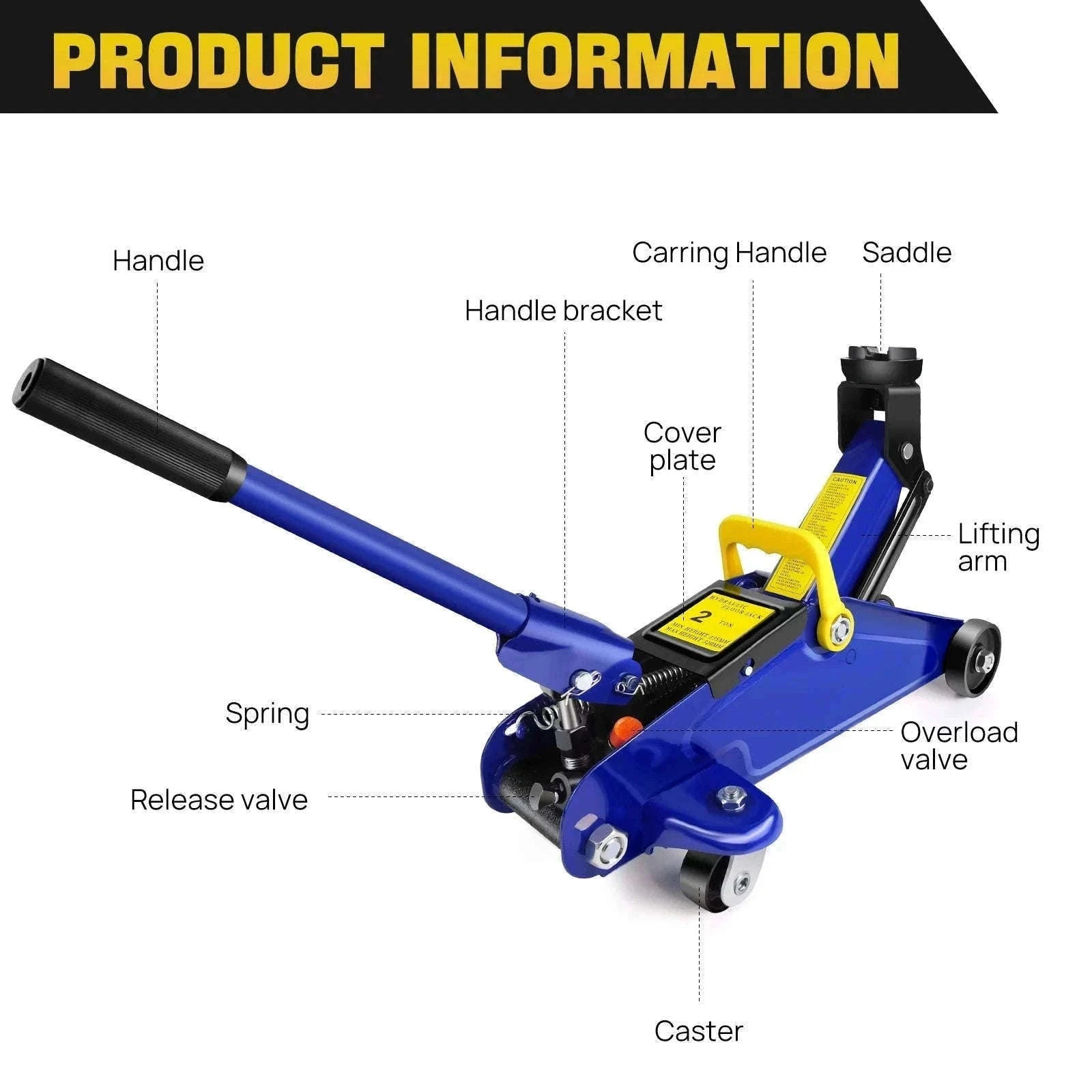 2 Ton Hydraulic Floor Jack & Stand Combo for Garage Repairs-Blue / UNITED KINGDOM