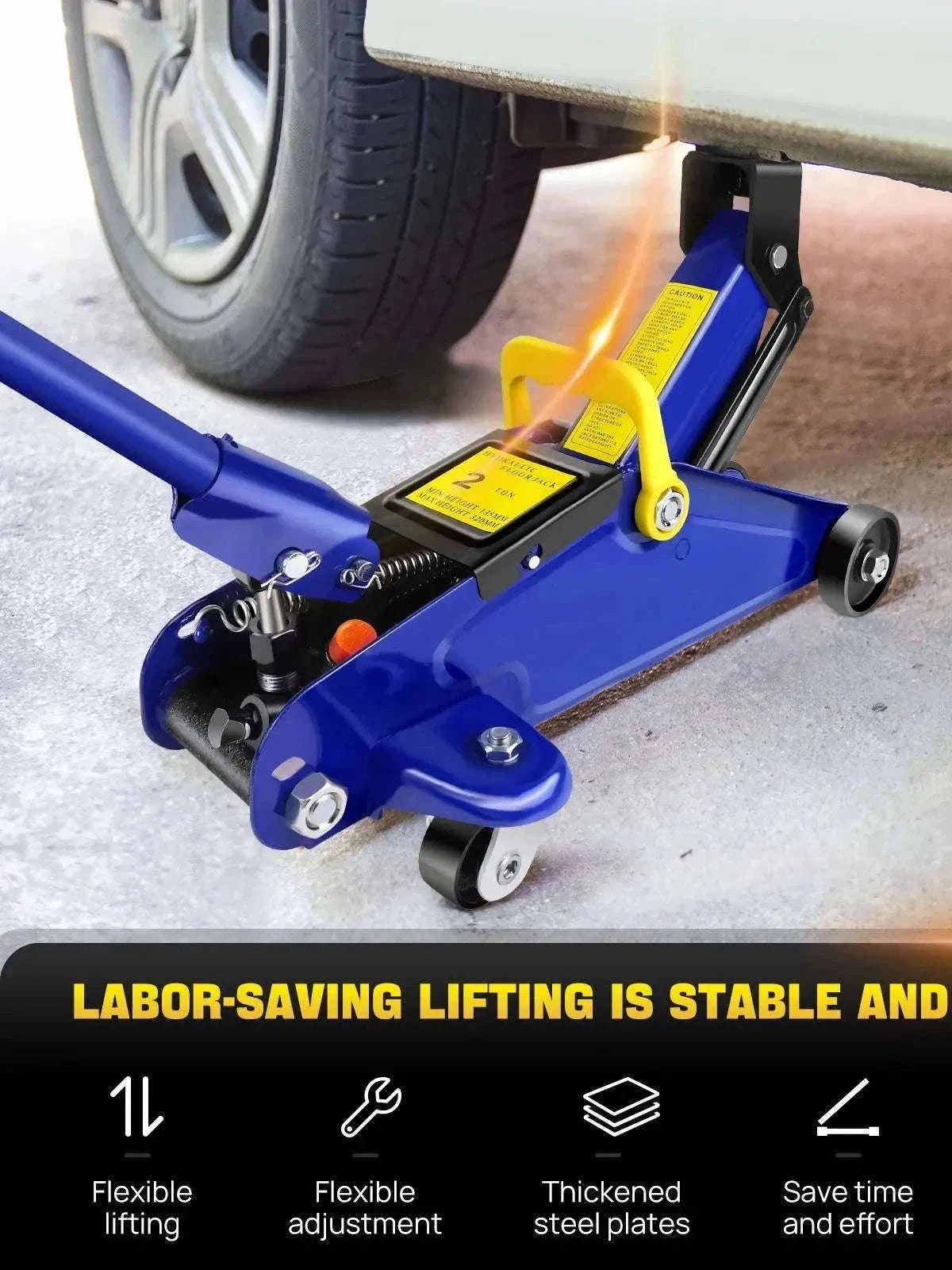 2 Ton Hydraulic Floor Jack & Stand Combo for Garage Repairs-Blue / UNITED KINGDOM