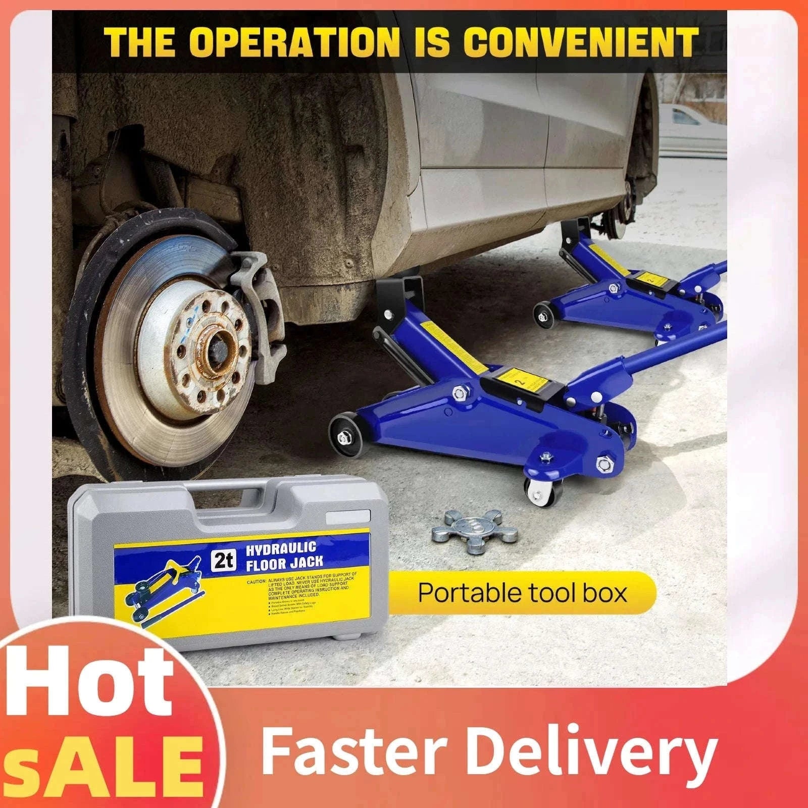 2 Ton Hydraulic Floor Jack & Stand Combo for Garage Repairs-Blue / UNITED KINGDOM
