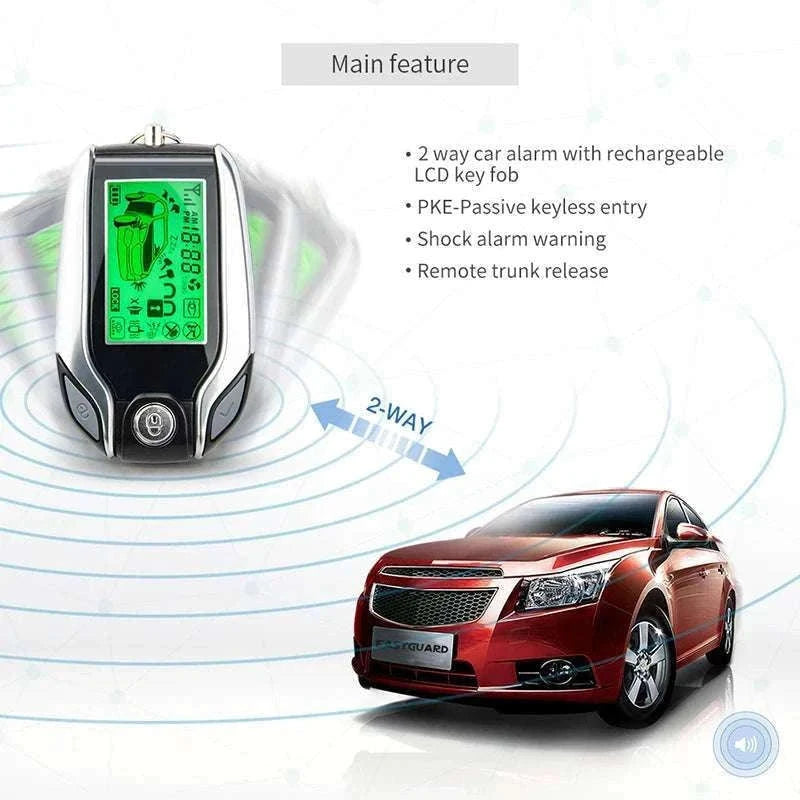 2-Way Car Alarm System with LCD Remote & Keyless Entry PKE-China Mainland