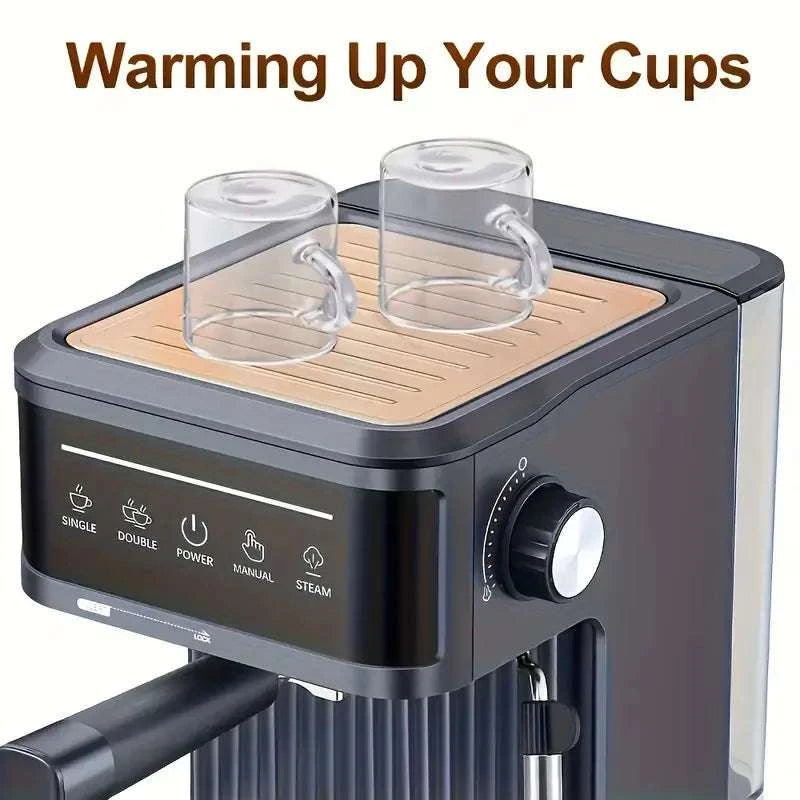 20 Bar Espresso Coffee Machine with Milk Frother & Dual Cup Brewing-200742black / China Mainland / US