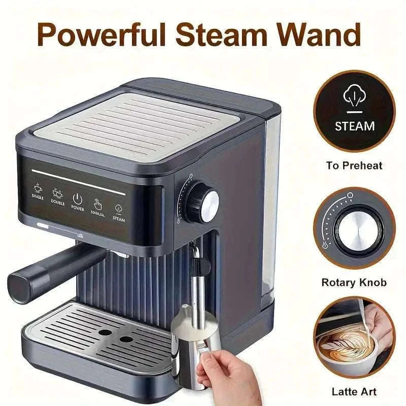 20 Bar Espresso Coffee Machine with Milk Frother & Dual Cup Brewing-200742black / China Mainland / US