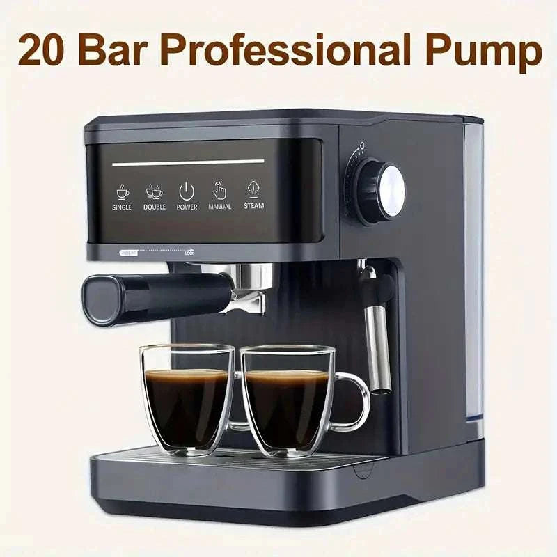 20 Bar Espresso Coffee Machine with Milk Frother & Dual Cup Brewing-200742black / China Mainland / US