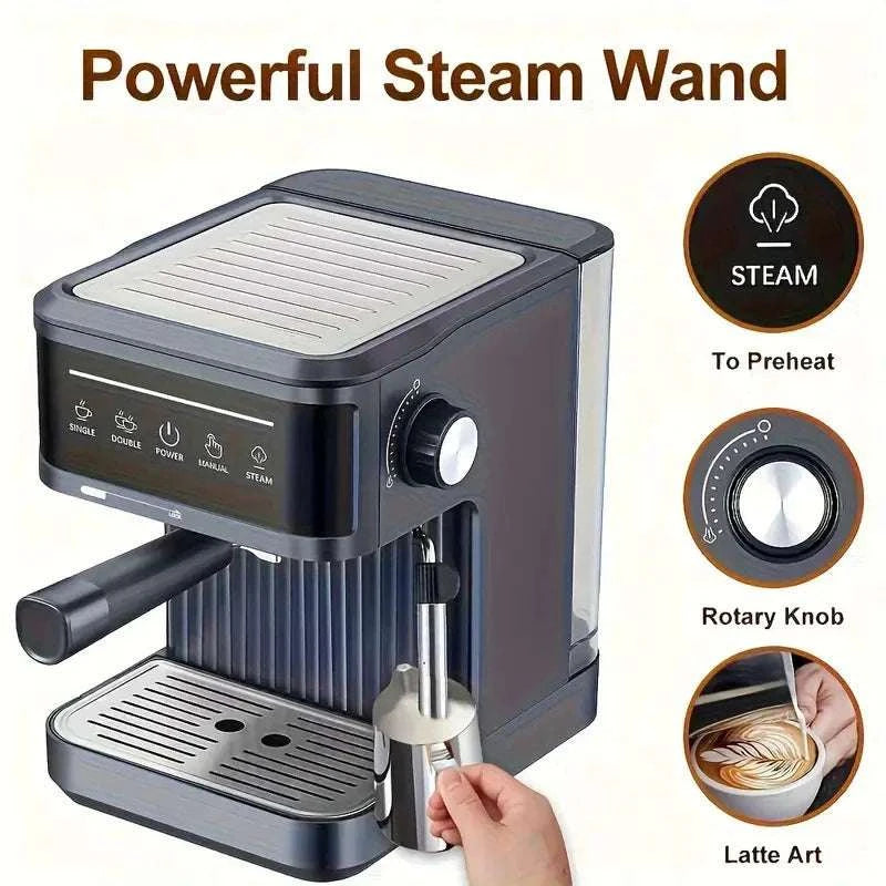20 Bar Espresso Coffee Machine with Milk Frother & Dual Cup Brewing-200742black / China Mainland / US