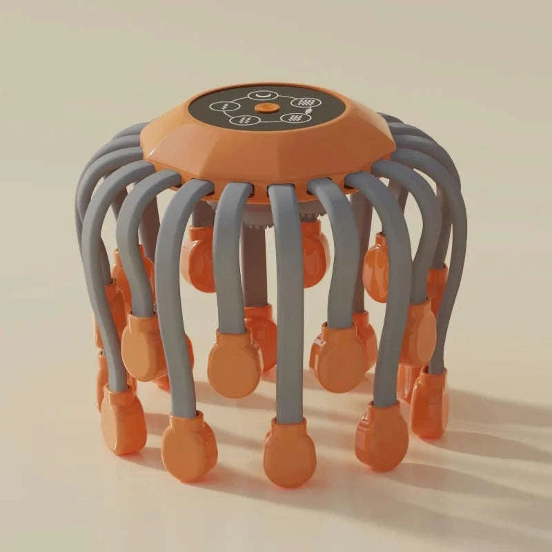20-Head Orange Scalp Massager with Red Light Therapy-black
