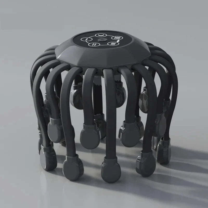 20-Head Orange Scalp Massager with Red Light Therapy-black