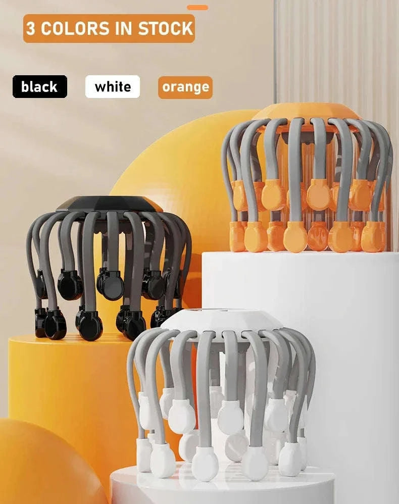 20-Head Scalp Massager with Red Light Therapy & Vibration-Orange