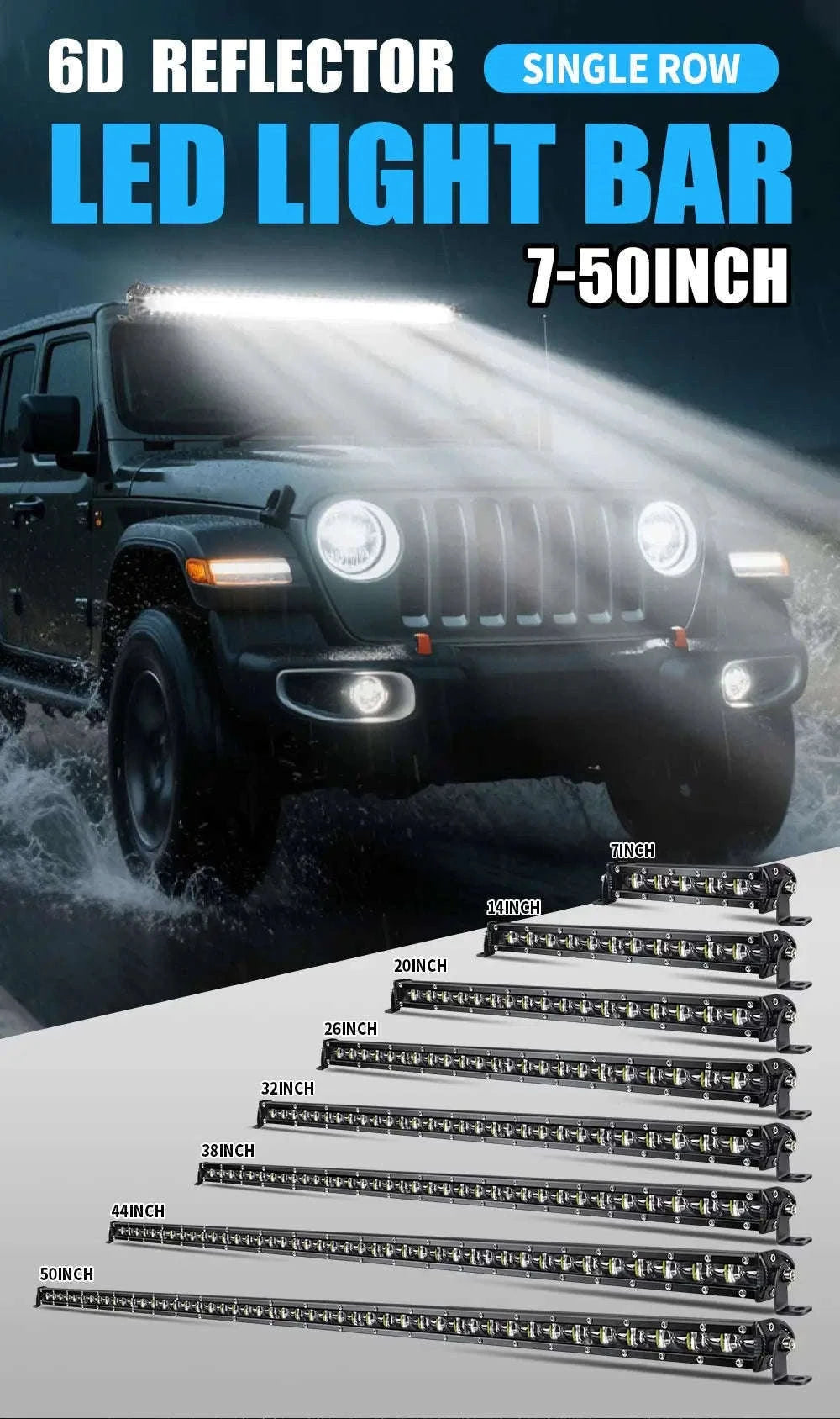 20 Inch 6D Slim LED Light Bar 6500K IP68-50inch 6000K