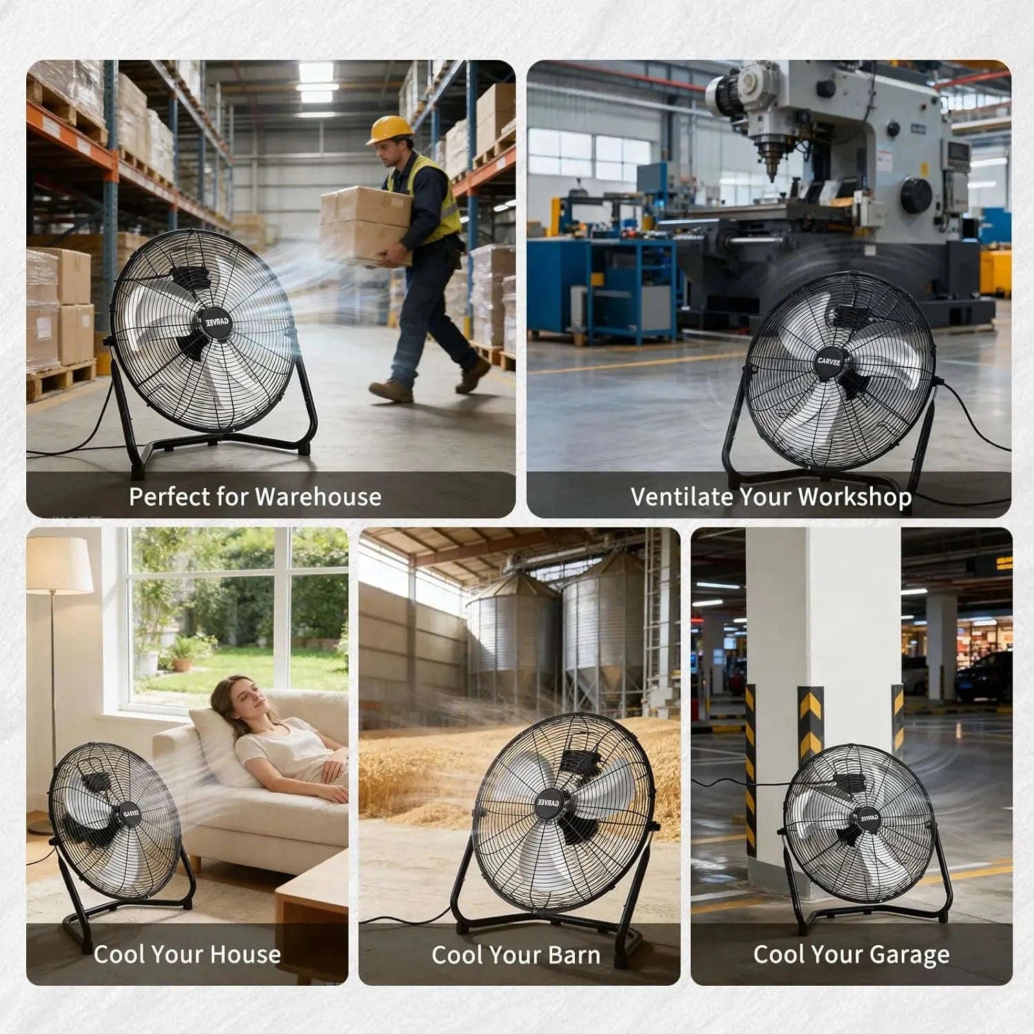 20 Inch High Velocity Floor Fan 4800 CFM 3 Speed Adjustable Tilt-20 in / United States