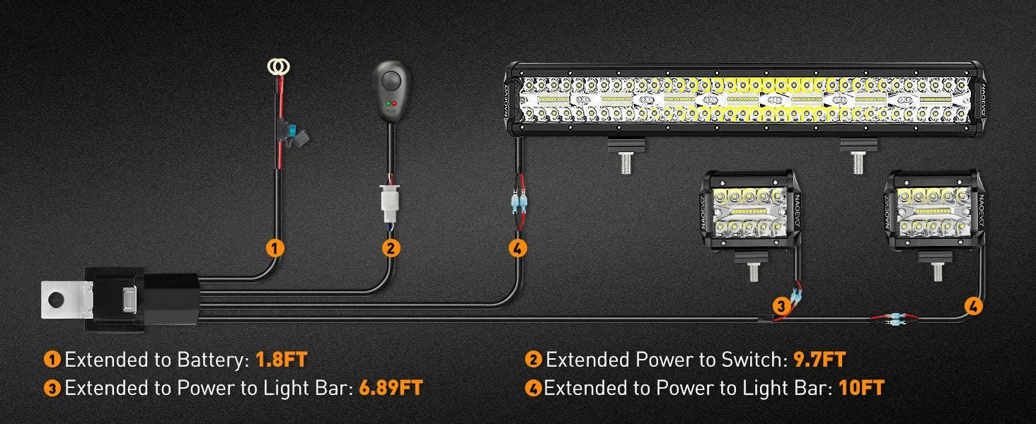 20 Inch LED Light Bar and 2 x 4 Inch LED Light Pods, 100W, 24000LM, 6500K, Waterproof Combo Beam-Default Title