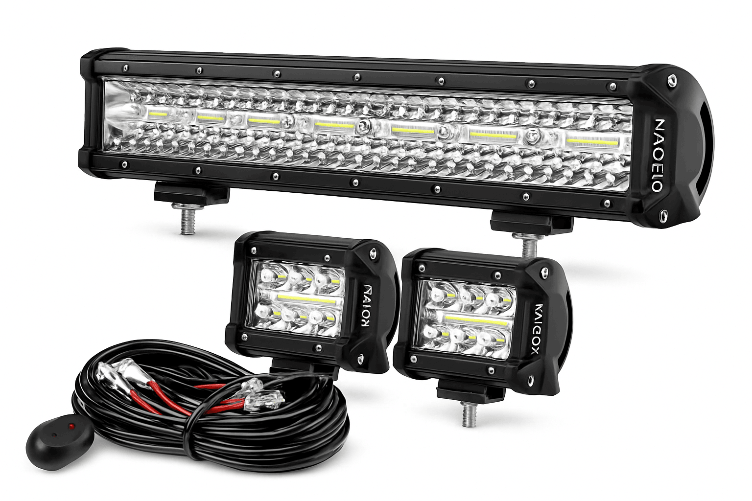 20 Inch LED Light Bar and 2 x 4 Inch LED Light Pods, 100W, 24000LM, 6500K, Waterproof Combo Beam-Default Title