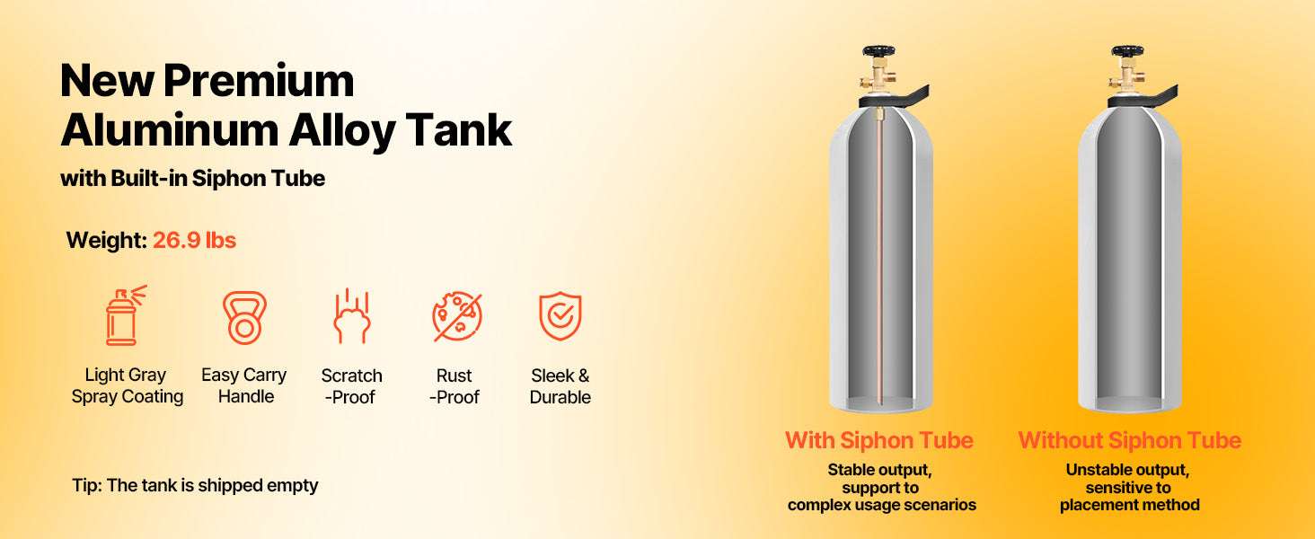 20 lb Aluminum CO2 Tank with CGA320 Valve for Beer & Beverage Use-20lbs 1800 psi / United States