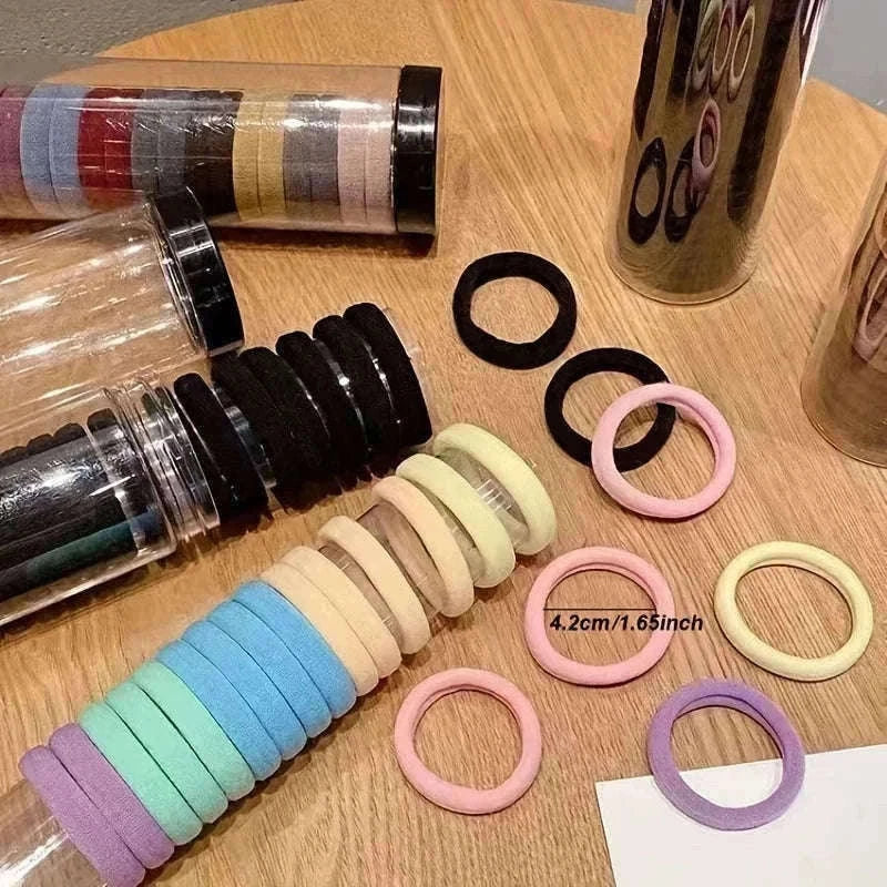 20-Pack High Elastic French Style Hair Rings-Dark color