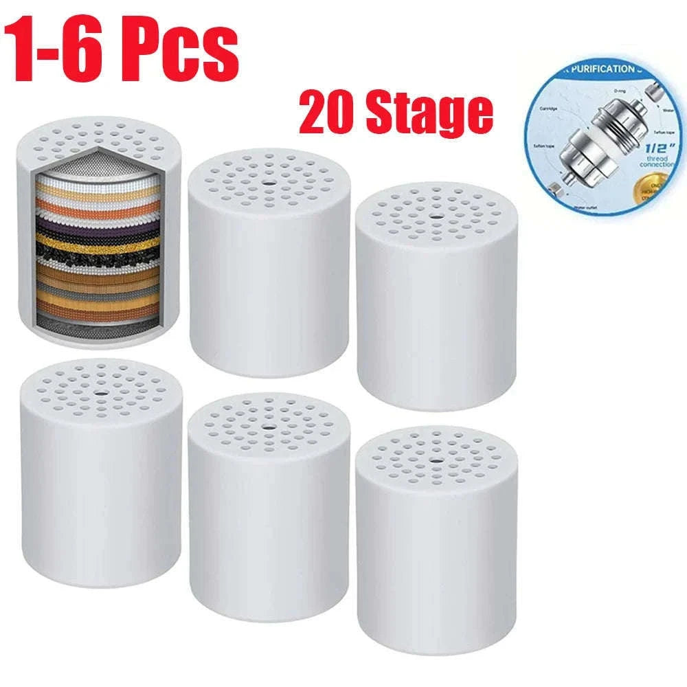 20 Stage Shower Filter Replacement Cartridges for Hard Water (6 Pack)-2PCS / United States