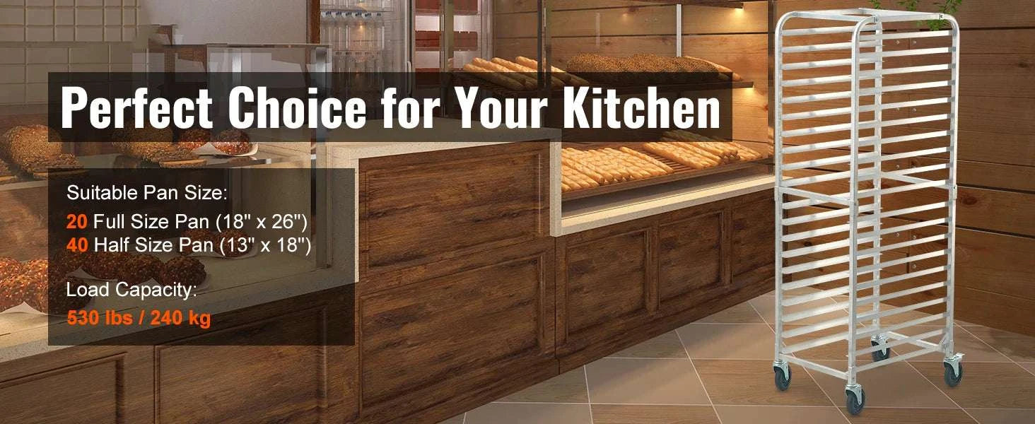 20-Tier Commercial Bun Pan Rack with Wheels Aluminum Bakery Trolley-20-Tier / spain