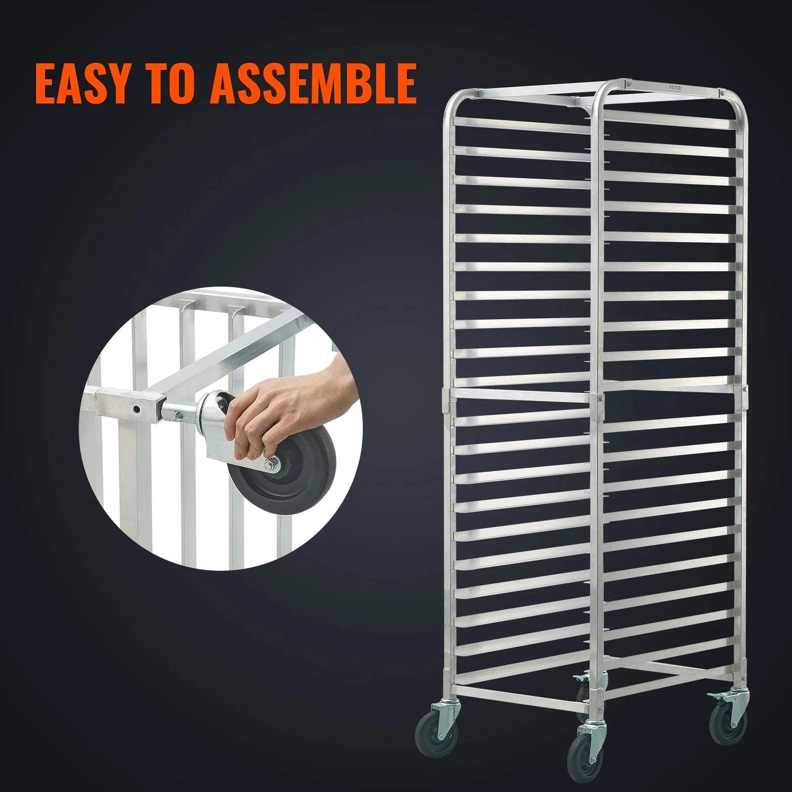 20-Tier Commercial Bun Pan Rack with Wheels Aluminum Bakery Trolley-20-Tier / spain