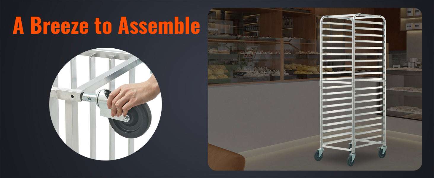 20-Tier Commercial Bun Pan Rack with Wheels Aluminum Bakery Trolley-20-Tier / spain