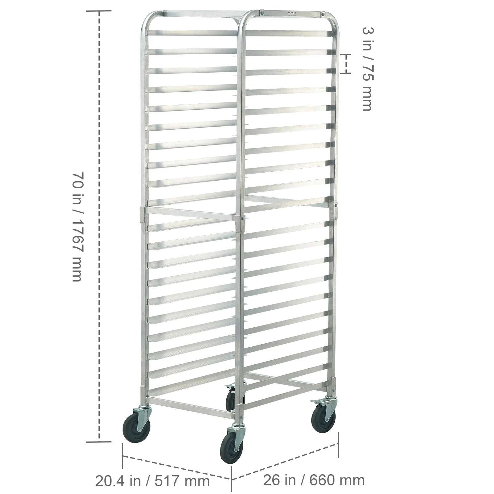 20-Tier Commercial Bun Pan Rack with Wheels Aluminum Bakery Trolley-20-Tier / spain