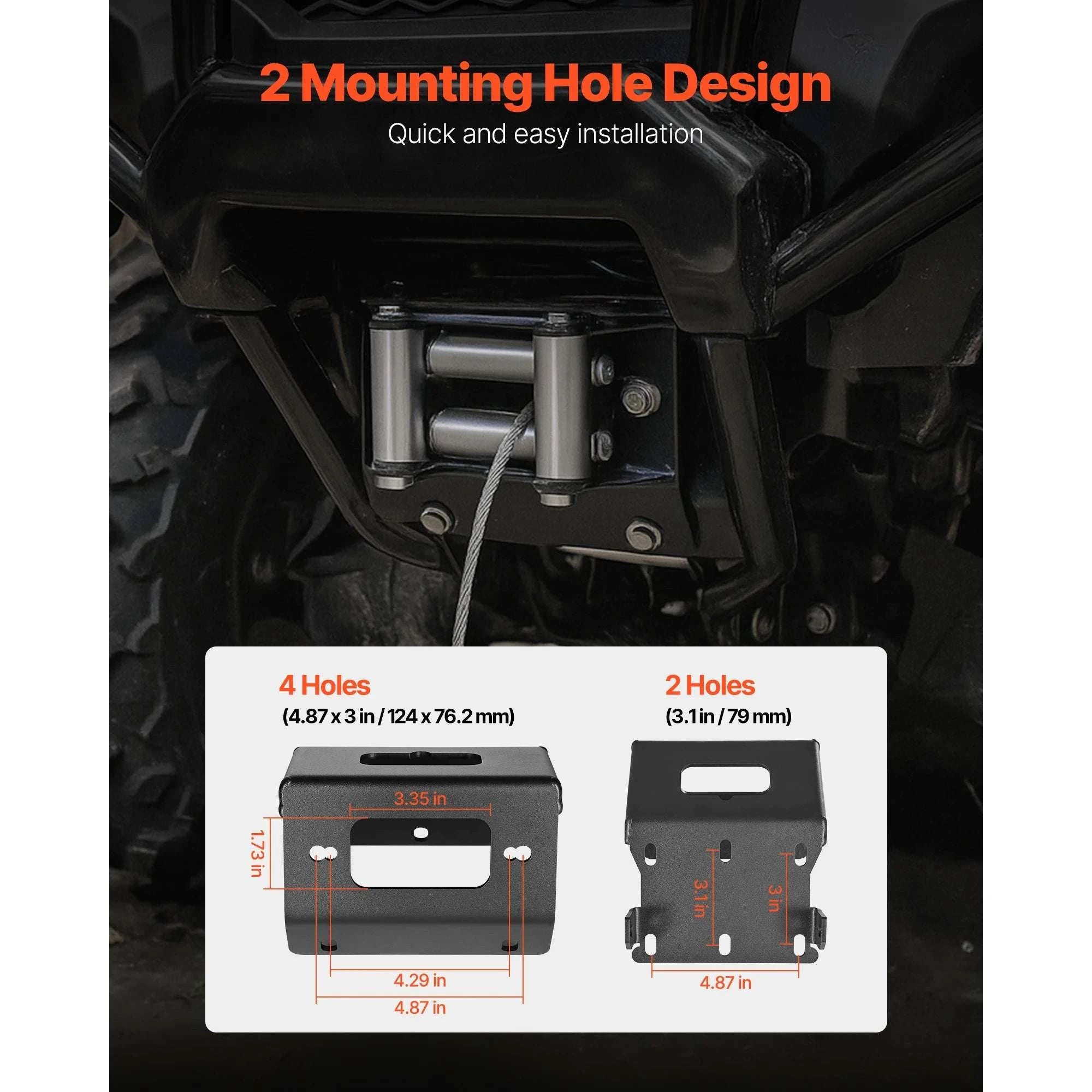 2000–3600 lbs Winch Hitch Mount for ATV Recovery and Towing-Black / spain