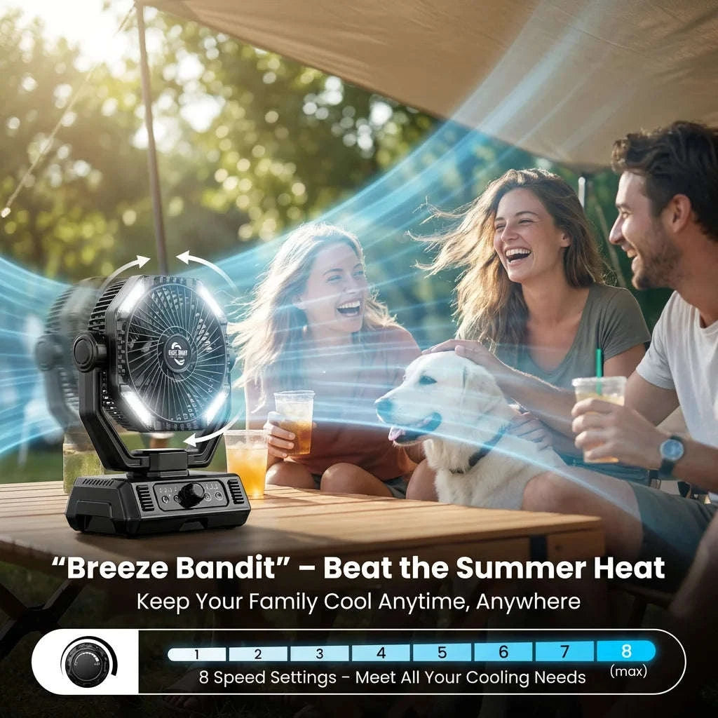 20000mAh Camping Fan with 4 LED Lights and Remote Control-black / United States