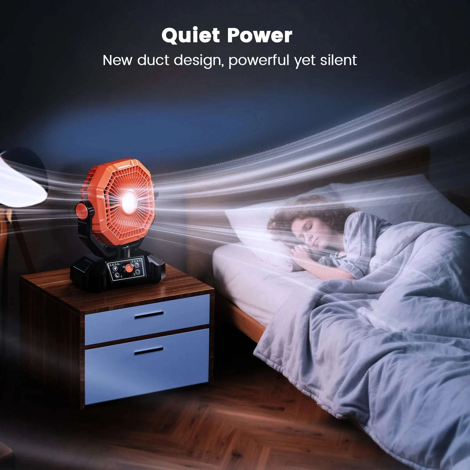 20000mAh Camping Fan with LED Lantern and Remote-Green / United States