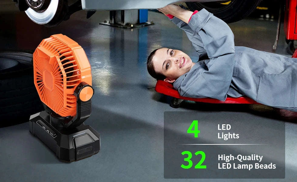 20000mAh Camping Fan with LED Lantern and Remote-Green / United States