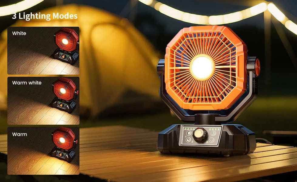 20000mAh Camping Fan with LED Lantern and Remote-Green / United States