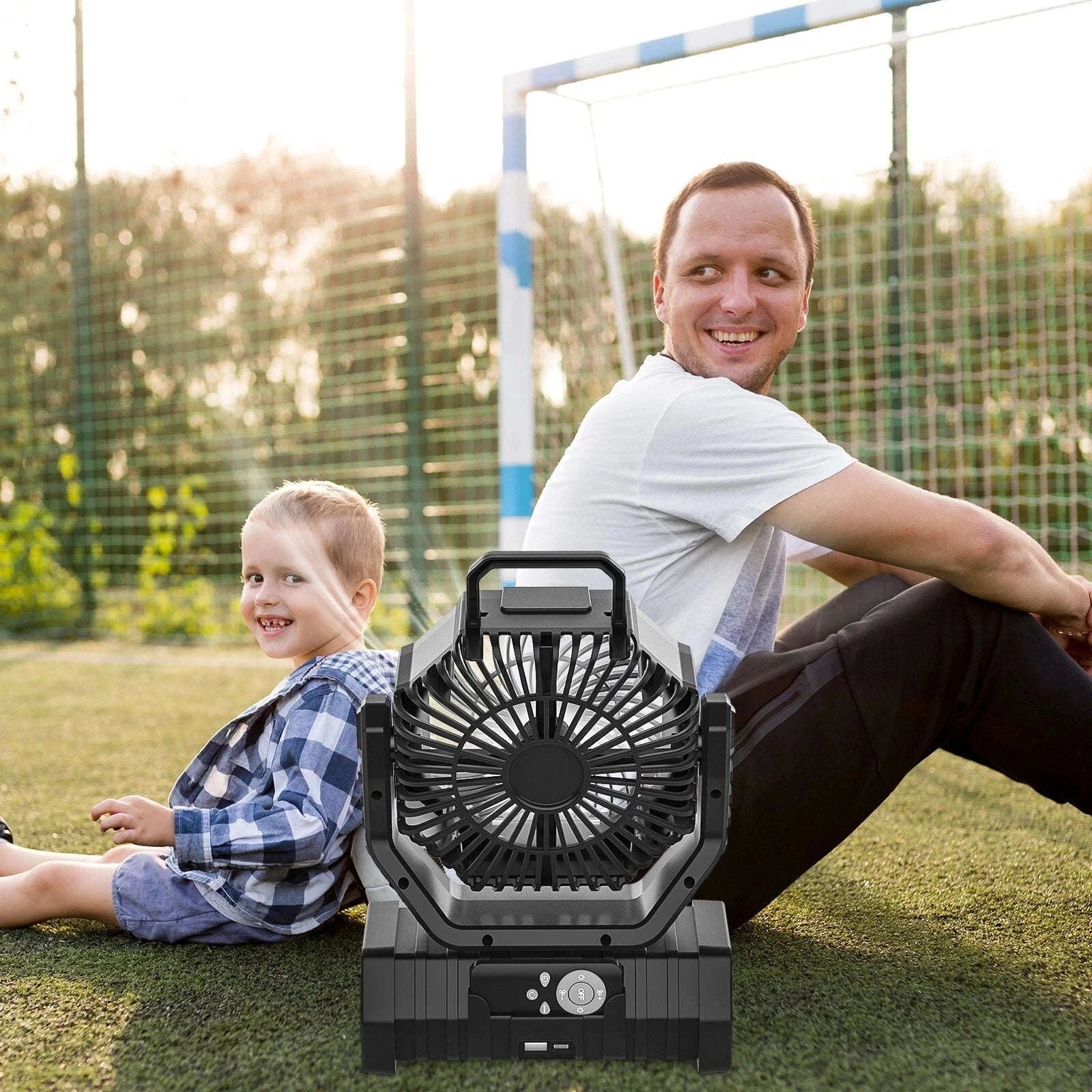 20000mAh Camping Fan with LED Light and Hanging Hook-Orange / United States