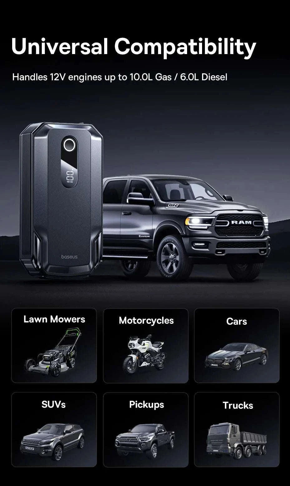 20000mAh Car Jump Starter 8000A Portable 12V Battery Booster-20000mAh