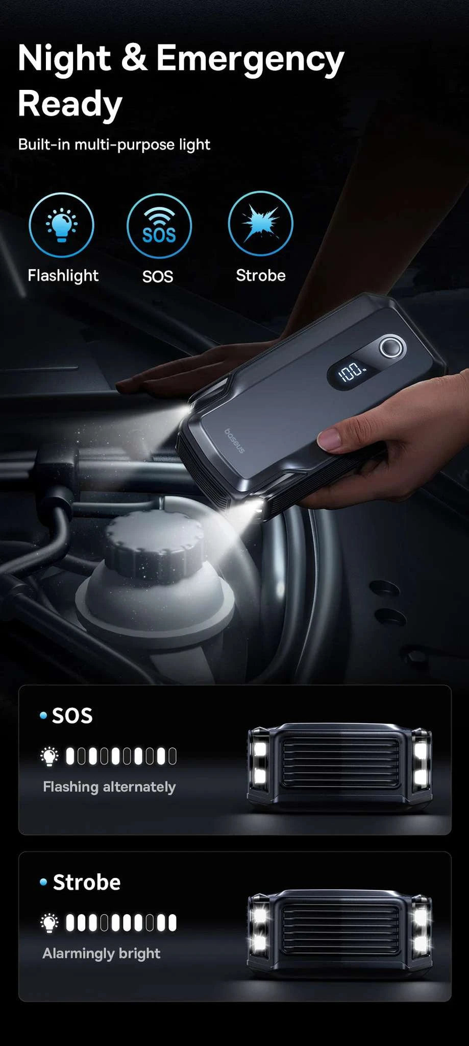 20000mAh Car Jump Starter 8000A Portable 12V Battery Booster-20000mAh