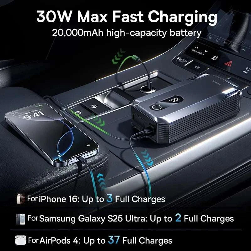 20000mAh Car Jump Starter 8000A Portable 12V Battery Booster-20000mAh