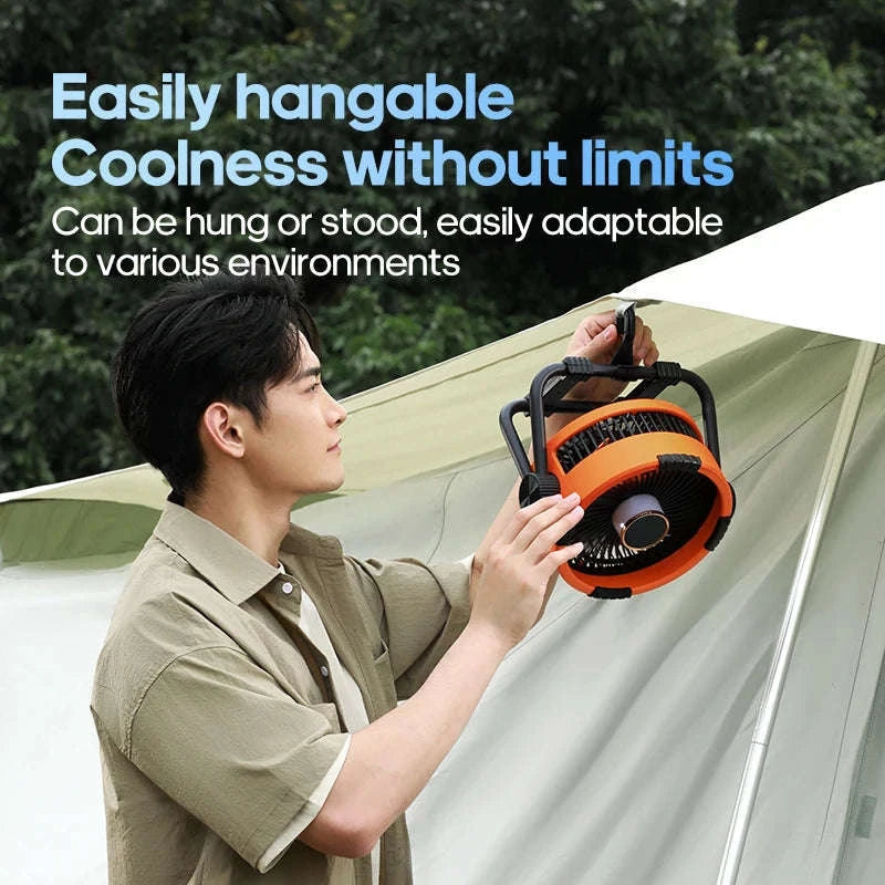 20000mAh Outdoor Camping Fan with LED Light and Remote Control-Khaki 10000mAh Bag