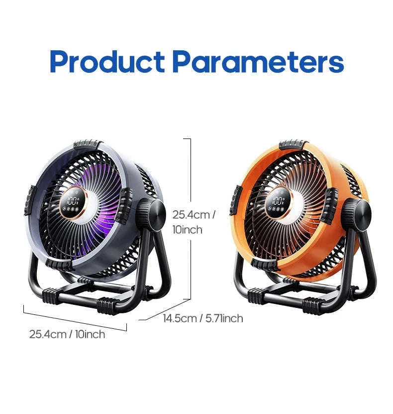 20000mAh Outdoor Camping Fan with LED Light and Remote Control-Khaki 10000mAh Bag