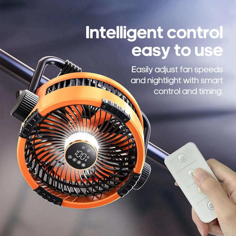 20000mAh Outdoor Camping Fan with LED Light and Remote Control-Khaki 10000mAh Bag