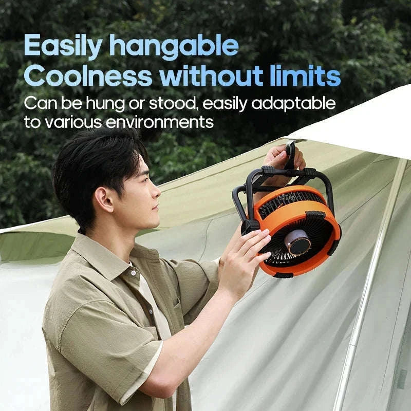 20000mAh Outdoor Camping Fan with LED Light and Remote Control-Khaki 10000mAh Bag